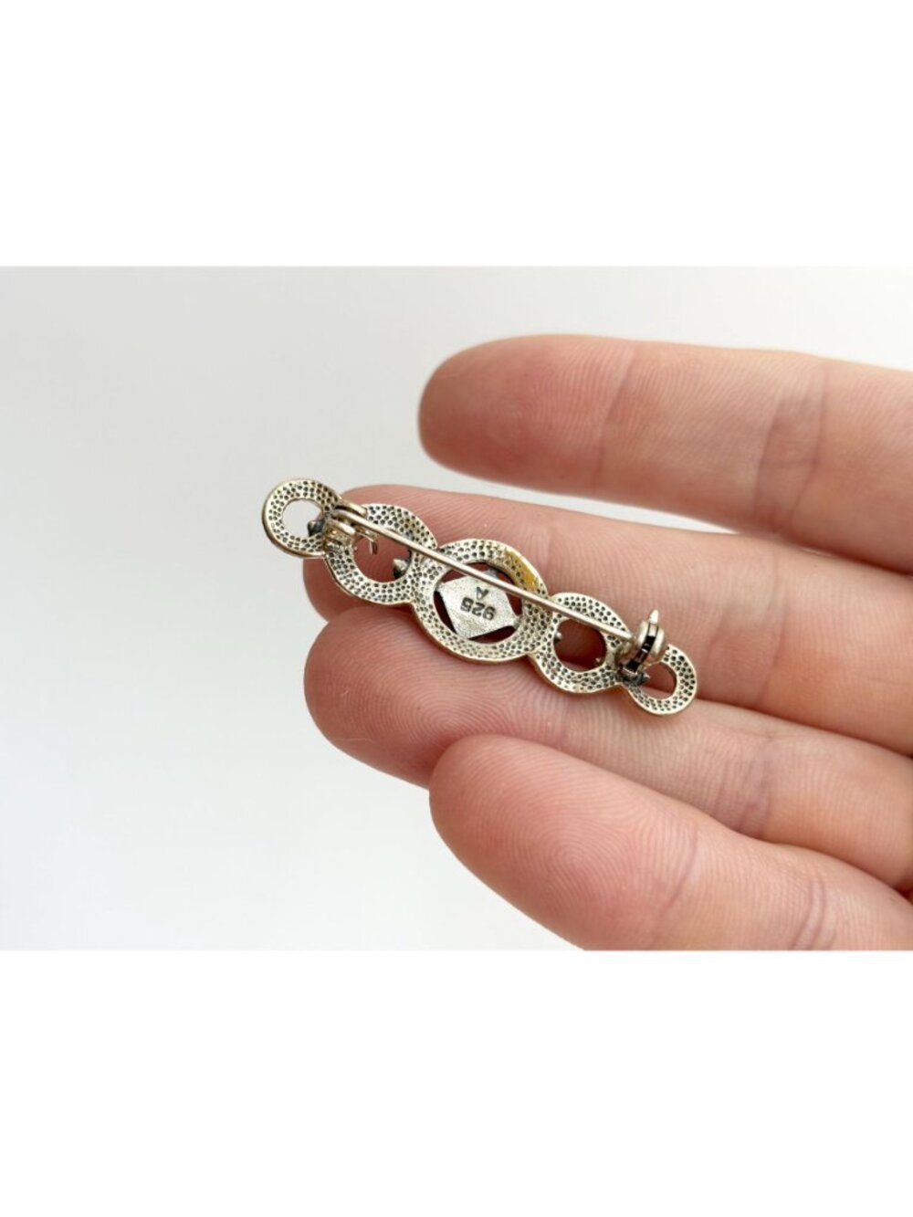 Art Deco Abstract Marcasite Accented Sterling Silver Vintage 925 Brooch | Pin - Picture 10 of 10
